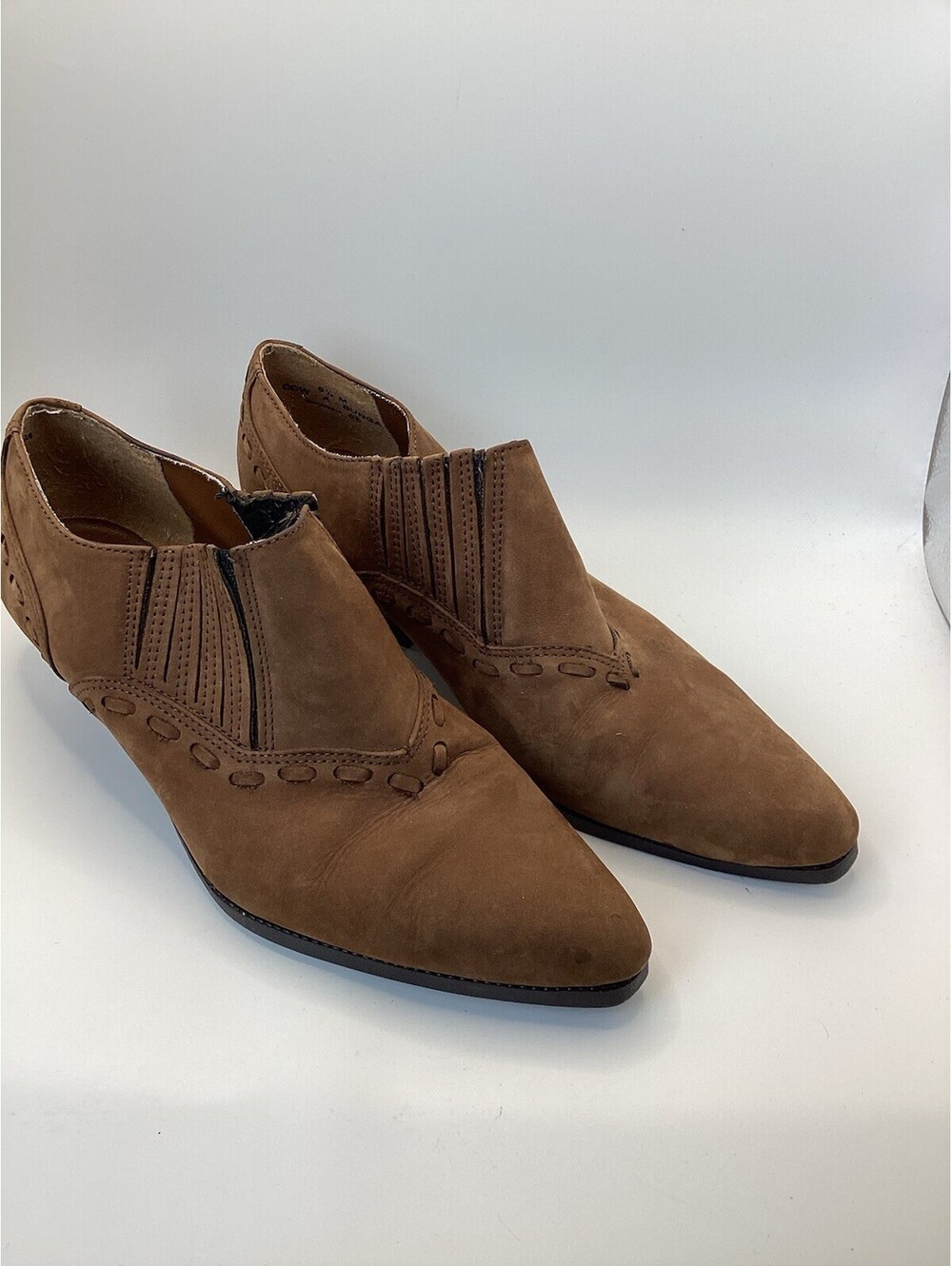 Chilis Vintage Brown Suede Western Winklepicker Cowboy Ankle Boots  Sz6.5